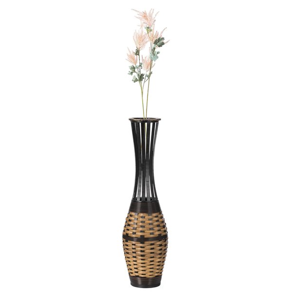 Uniquewise Elegant 34-inch-tall Trumpet Style Floor Vase - Bamboo Rope Accent, Brown Modern Statement Vase QI004079